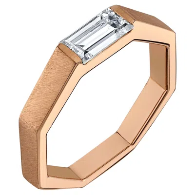 Pre-owned Karma El Khalil .78 Carat White Diamond Baguette Octagonal Solitaire Ring 18k Rose Gold