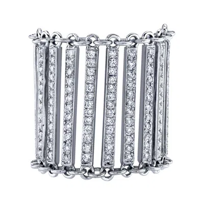 Pre-owned Karma El Khalil Diamond Linea Ring In 18k White Gold, Chain Ring