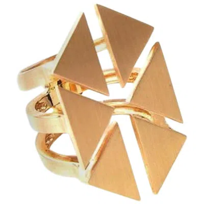 Pre-owned Karma El Khalil Floating Triangle Geometric Ring In 18k Yellow Gold