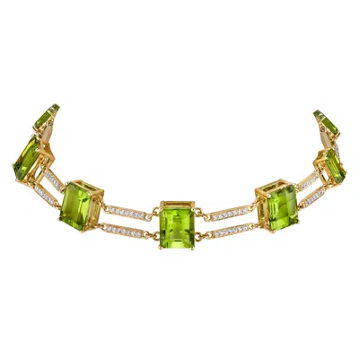 Pre-owned Karma El Khalil Peridot & Diamond Railway Choker In 18k Yellow Gold