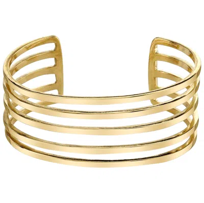 Pre-owned Karma El Khalil Railway Cuff In 18k Yellow Gold