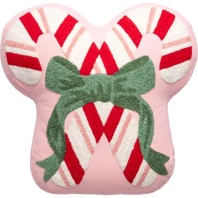 Karma Gifts Candy Cane Embroidered Accent Pillow In Pink