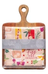 Karma Gifts Fizz The Season Tea Towel & Cutting Board Set In Multi