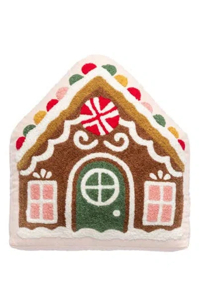 Karma Gifts Gingerbread House Embroidered Accent Pillow In Multi