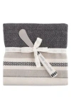 Karma Gifts Lisbon Tea Towel & Spreader Knife Set In Charcoal
