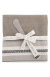 Karma Gifts Lisbon Tea Towel & Spreader Knife Set In Mushroom