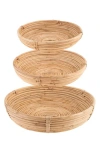 Karma Gifts Set Of 3 Round Rattan Bowls In Brown