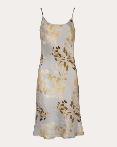 Karma On The Rocks Women's Edo Kazari Printed Silk Satin Slip Dress In Blue