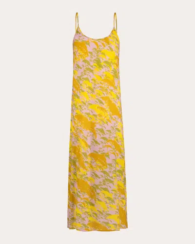 Karma On The Rocks Women's Edo Matsu Cotton Slip Dress In Yellow