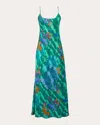 Karma On The Rocks Women's Edo Niwa Silk Maxi Slip Dress In Green