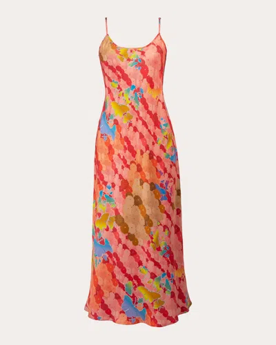 Karma On The Rocks Women's Edo Niwa Silk Maxi Slip Dress In Orange