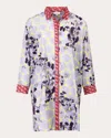 Karma On The Rocks Women's Gifu Ginko Printed Cotton Shirt Dress In Purple
