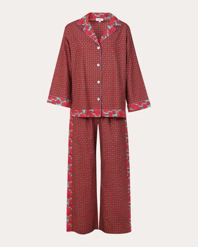 Karma On The Rocks Women's Isa Kumo Cotton Pajama Set In Red