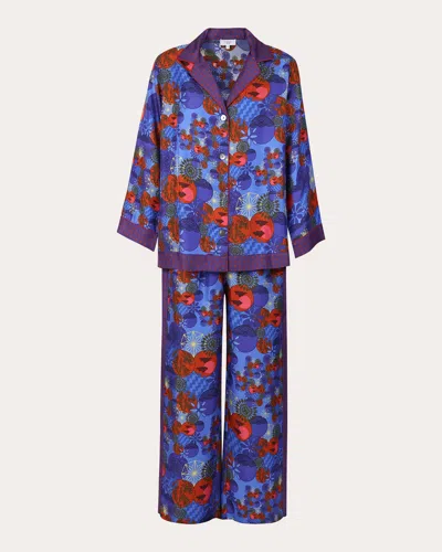 Karma On The Rocks Women's Isa Tama Silk Pajama Set In Purple