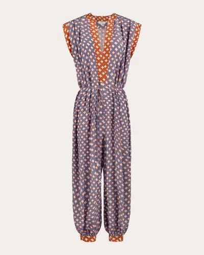 Karma On The Rocks Women's Jiyu Psyche Silk Harem Jumpsuit In Purple
