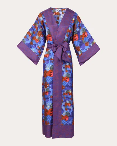 Karma On The Rocks Women's Kobe Tama Silk Kimono In Purple