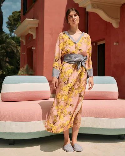 Karma On The Rocks Women's Kyoto Higa Silk Kaftan In Yellow