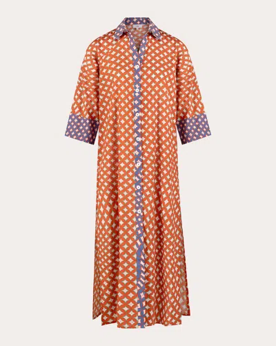 Karma On The Rocks Women's Mio Psyche Cotton Shirt Dress In Orange