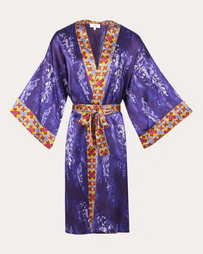 Karma On The Rocks Women's Nikko Fuji Silk Short Kimono In Purple
