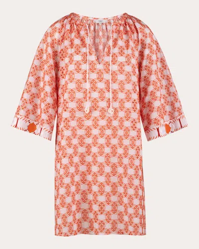 Karma On The Rocks Women's Oto Broderie Anglaise Cotton Mini Dress In Orange