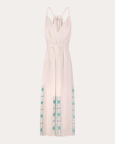 Karma On The Rocks Women's Sabi Embroidered Linen Maxi Dress In Pink