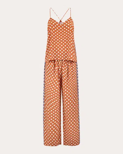 Karma On The Rocks Women's Tio Psyche Silk Pants Set In Orange