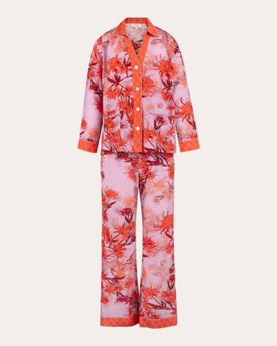 Karma On The Rocks Women's Tokyo Higa Silk Pajama Set In Multi