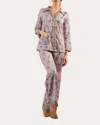 Karma On The Rocks Women's Tokyo Kassa Printed Cotton Pajama Set In Purple