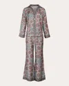 Karma On The Rocks Women's Tokyo Mozaiku Printed Silk Pajama Set In Blue