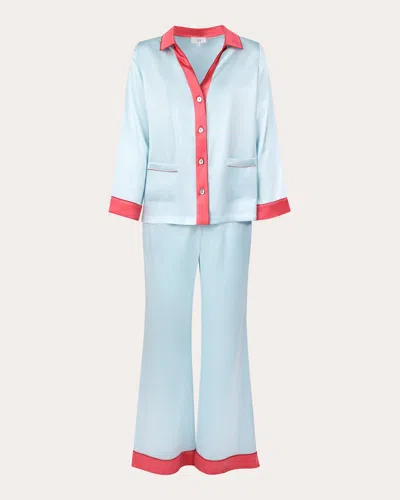 Karma On The Rocks Women's Tokyo Silk Pajama Set In Blue