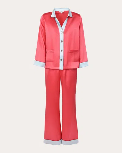 Karma On The Rocks Women's Tokyo Silk Pajama Set In Red