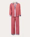 Karma On The Rocks Women's Tokyo Tiles Printed Cotton Pajama Set In Red