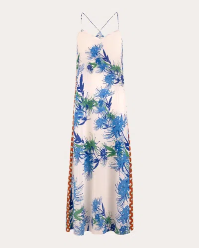 Karma On The Rocks Women's Tomo Higa Silk Maxi Slip Dress In Multi