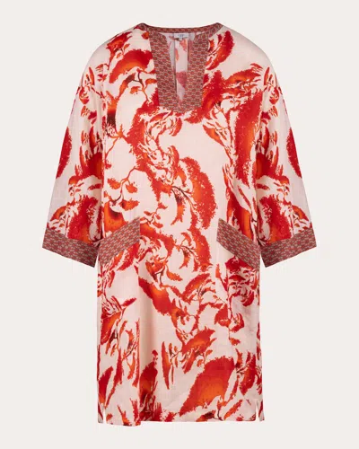 Karma On The Rocks Women's Wabi Bonsai Linen Tunic In Red