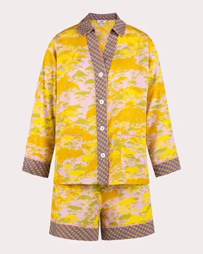 Karma On The Rocks Women's Yoyosi Matsu Cotton Pajama Set In Yellow