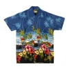 Karmakula Hawaiian Shirt Parrot Scene Men's Short Sleeve Shirt In Blue