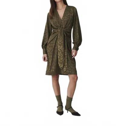 Karmamia Blair Dress In Army Leo Jacquard In Green