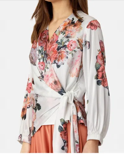 Karmamia Elena Wrap Blouse In Fiori Blanc In Multi
