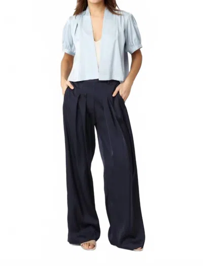 Karmamia Ellis Short Sleeve Satin Jacket In Hammered Sky In Multi