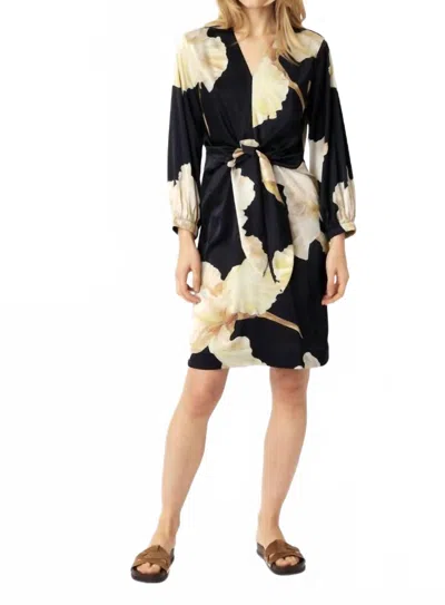Karmamia Faye Mini Dress In Gold Maxi Flower In Black
