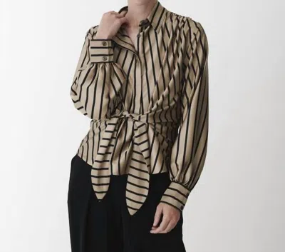 Karmamia Lee Shirt In Tan Stripe In Gray