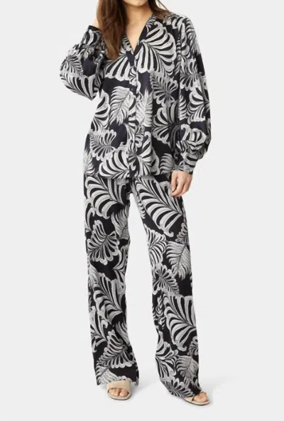 Karmamia Lou Straight Leg Pants In Navy Palm In Black