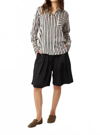 Karmamia Mason Collared Shirt In Black Stripe In Multi