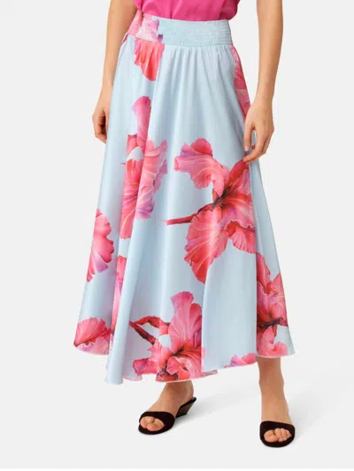 Karmamia Savannah Skirt In Fuchsia Maxi Flower In Blue