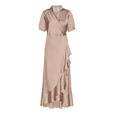 Karmamia Women's Iris Dress In Hammered Satin Blush In Brown