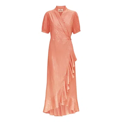 Karmamia Women's Iris Dress In Peach Flower Jacquered In Pink