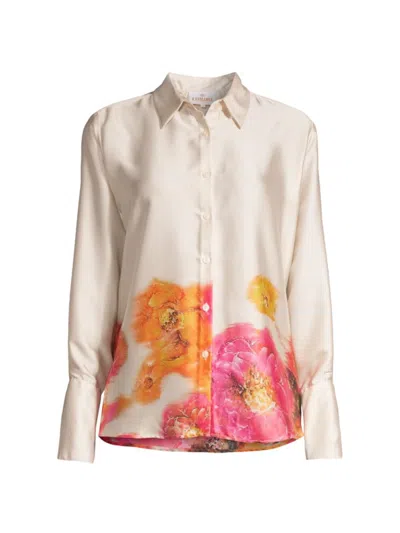 Karmamia Women's Joseph Floral Satin Shirt In Marigold
