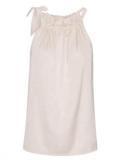 Karmamia Women's Ruffle Tie Top In Ivory In Neutral