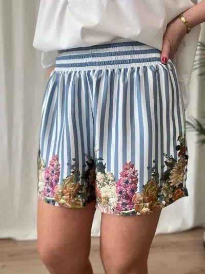 Karmamia Women's Suri Shorts In Floral Stripe In Blue