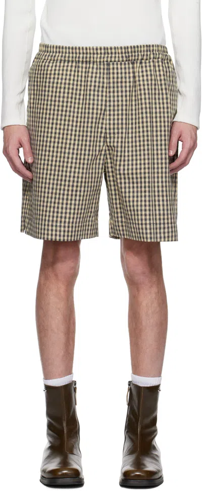 Karmuel Young Black & Yellow Check Square Shorts